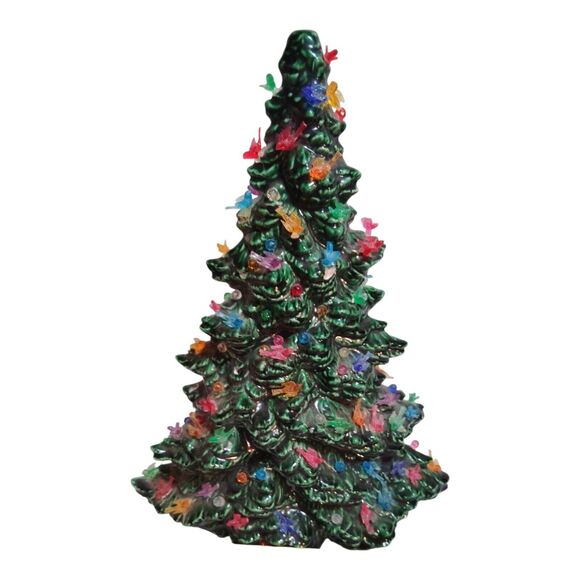 Vtg HM Ceramic Christmas Tree 22" Multicolored Dove Peg Lights No Base Damage - Picture 1 of 16
